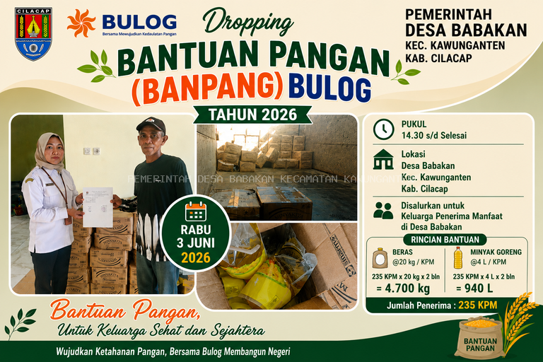 Dropping Banpang (Bantuan Pangan) BULOG Alokasi Februari–Maret 2026